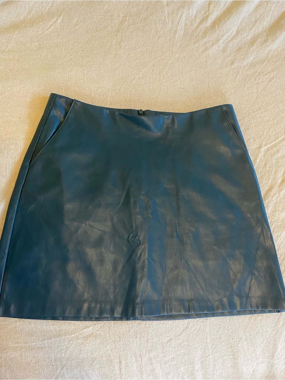 Pull&Bear Teal Faux Leather Mini Skirt